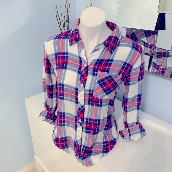 Rails Hunter white, blue & red plaid button-down - Picture 2 of 8